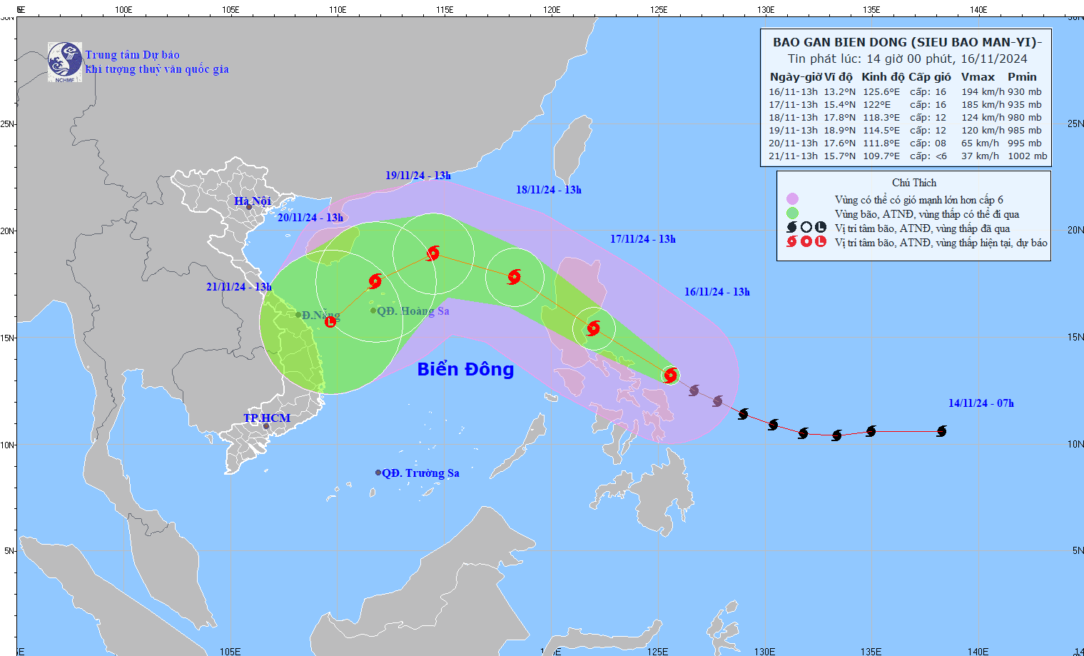 วันนี้พายุมานยี่เข้าสู่ทะเลตะวันออก จังหวัดกว๋างนิญ