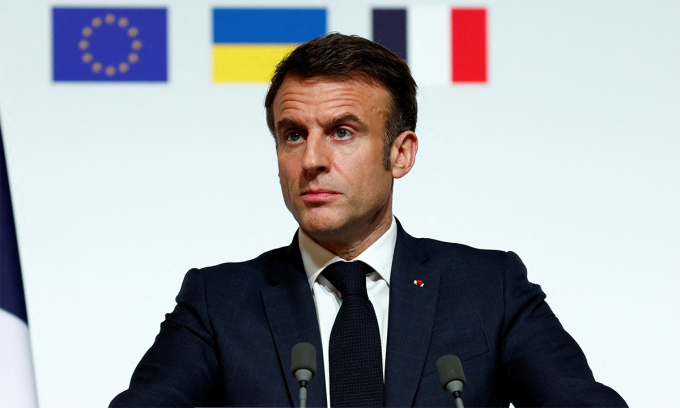 Le président français Emmanuel Macron lors d'une conférence de presse à Paris le 26 février. Photo : Reuters