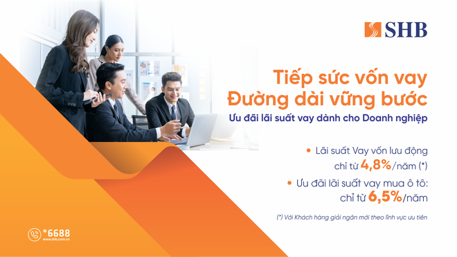 SHB cho vay vốn lưu động lãi suất chỉ từ 4,8%/năm