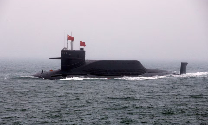 China's Long March 11 nuclear submarine off the coast of Qingdao city on April 23, 2019. Photo: Reuters