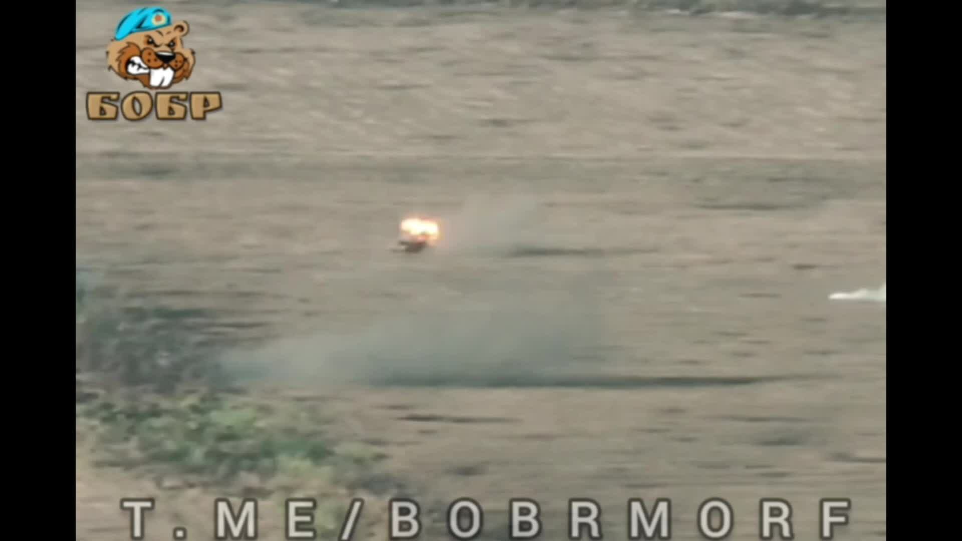 Ukrainian Leopard tank caught fire due to Russian drone attack