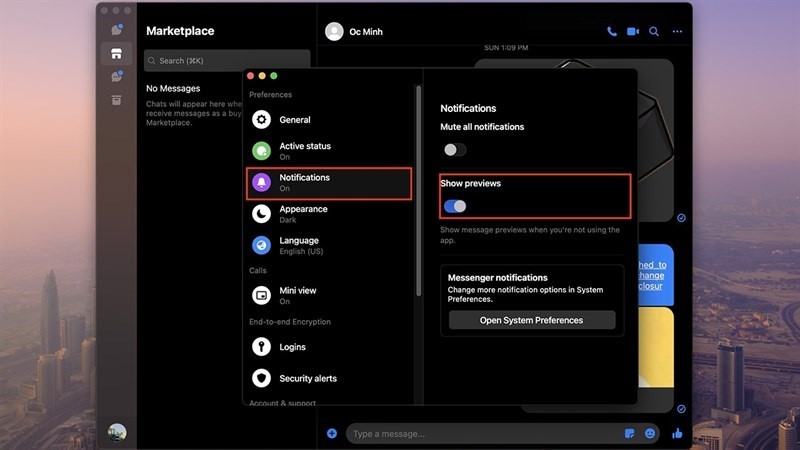 Hướng dẫn cách tuỳ chỉnh thông báo Messenger trên MacBook