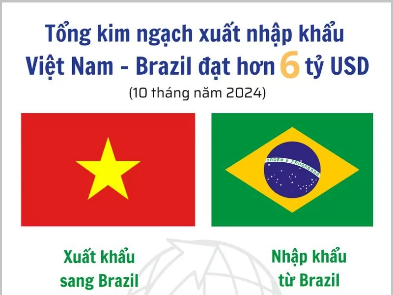 Infografik | Der gesamte Import-Export-Umsatz zwischen Vietnam und Brasilien erreicht über 6 Milliarden USD