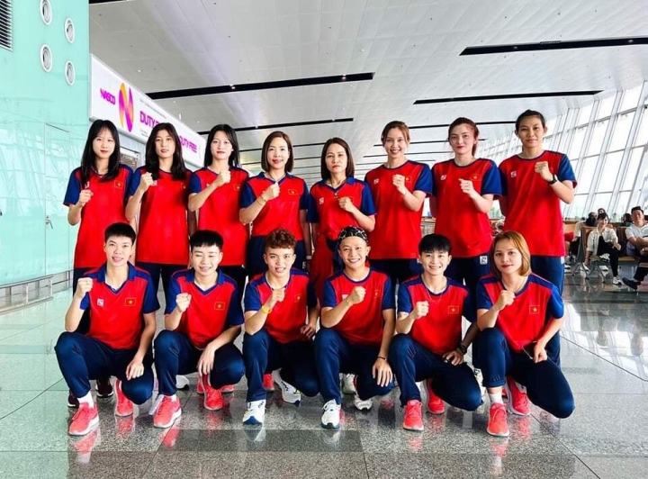 Joueuses de l'équipe féminine vietnamienne de sepak takraw.