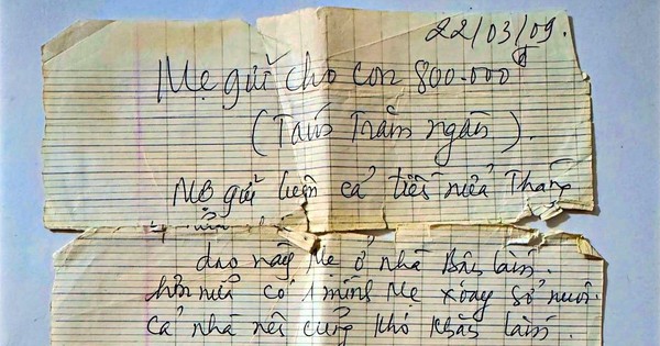 La carta escrita a mano de la madre de Yen Bai conmueve a su hija durante 15 años