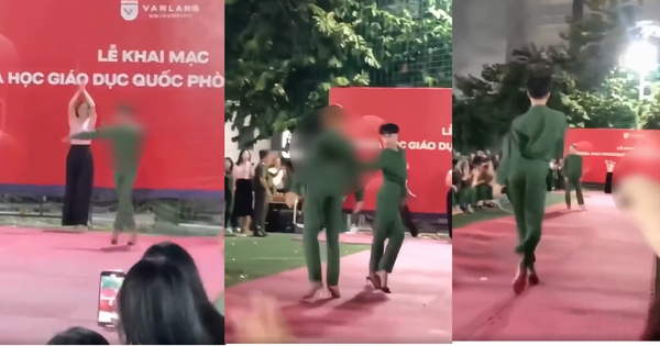 Van Lang University speaks out about male student wearing military uniform and high heels catwalking at opening ceremony