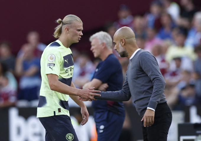 Haaland marcó dos goles en el partido inaugural de la Premier League, ganando 2-0 contra el West Ham. Foto: Reuters