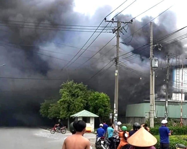 La scène de l'incendie dévastateur dans l'atelier de menuiserie de 3 000 m2 à Binh Duong, photo 1