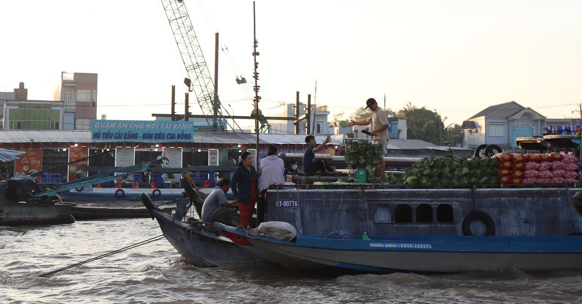 Can Tho tiene un mercado de flores de primavera en el mercado flotante de Cai Rang, gratuito por espacio, electricidad y agua.