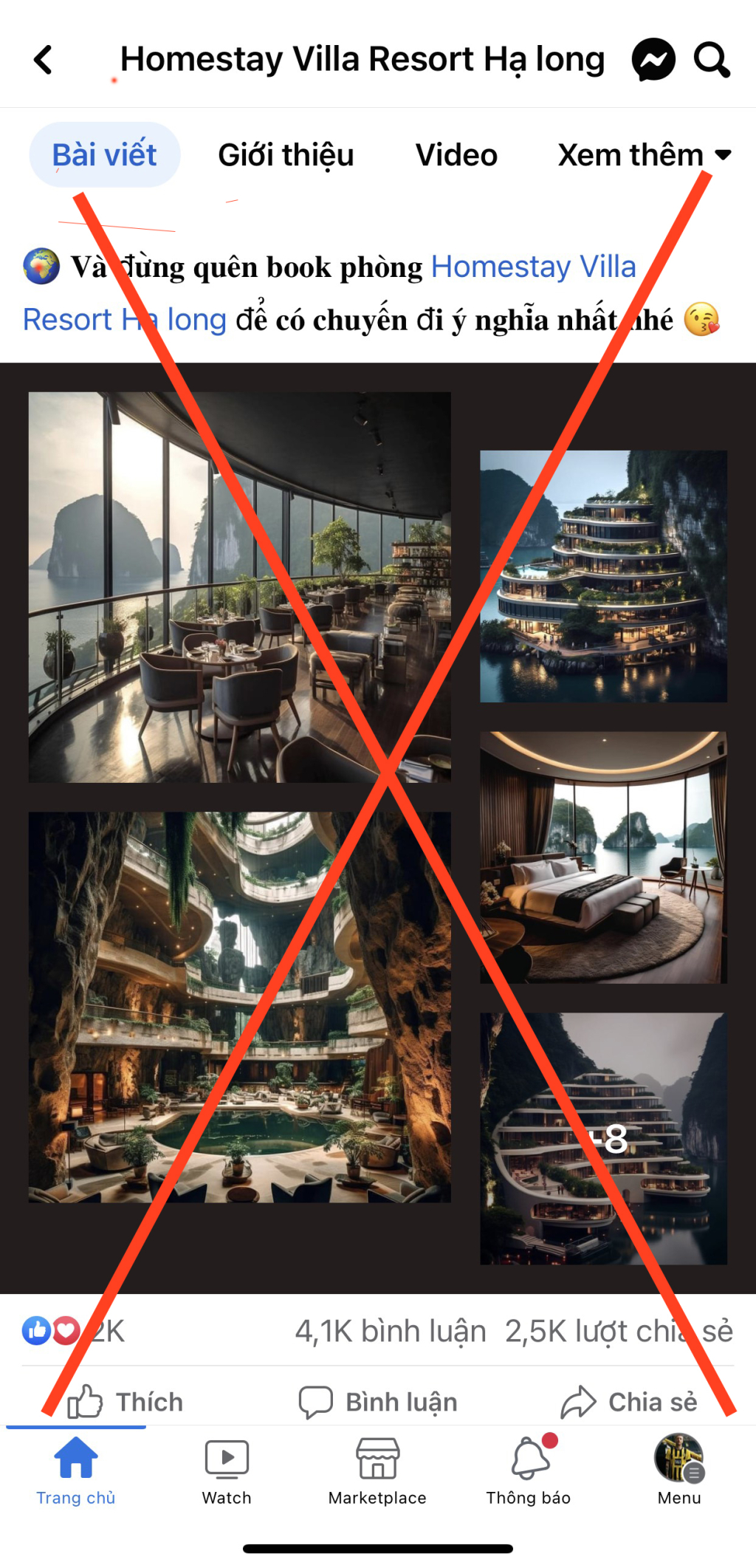 La imagen fue compartida en una página de venta de habitaciones en Ha Long.