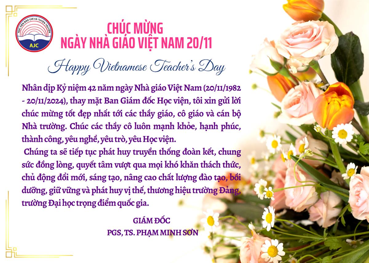 Thiệp chúc mừng kỷ niệm 42 năm Ngày Nhà giáo Việt Nam 20/11