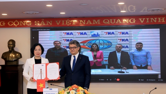 Thông tấn xã Việt Nam và Hãng Thông tấn Armenpress (Armenia) ký kết thỏa thuận hợp tác