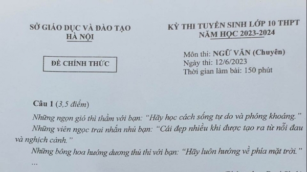 Đề thi môn Ngữ văn lớp 10 chuyên năm 2023