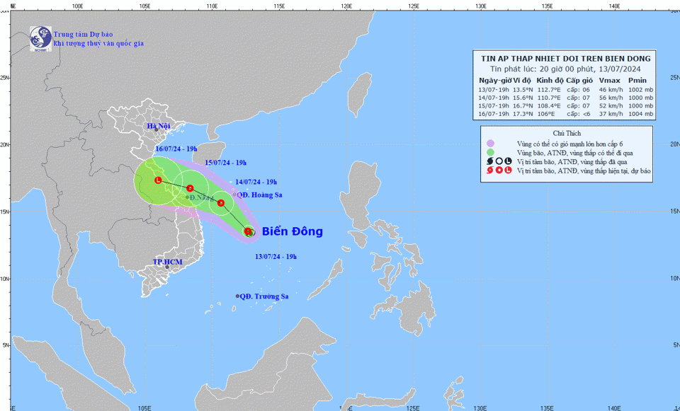 เส้นทางของพายุดีเปรสชันในทะเลตะวันออก