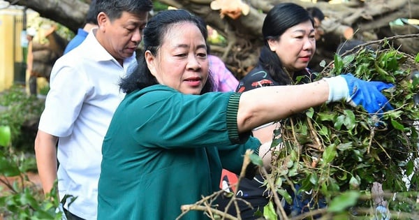 Bí thư Hà Nội cùng nhân dân xuống đường dọn rác sau siêu bão Yagi