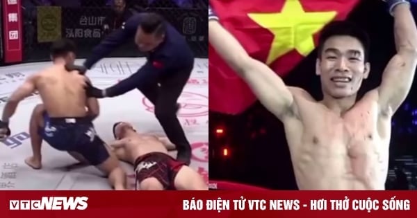 Boxer Tran Ngoc Luong schlägt seinen chinesischen Gegner KO