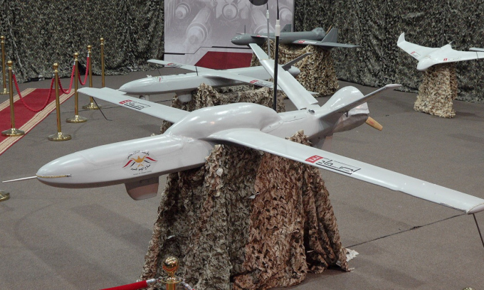 គំរូ UAV នៅក្នុងព្រឹត្តិការណ៍កងកម្លាំង Houthi នៅយេម៉ែន ក្នុងខែកក្កដា ឆ្នាំ 2019។ រូបថត៖ Reuters