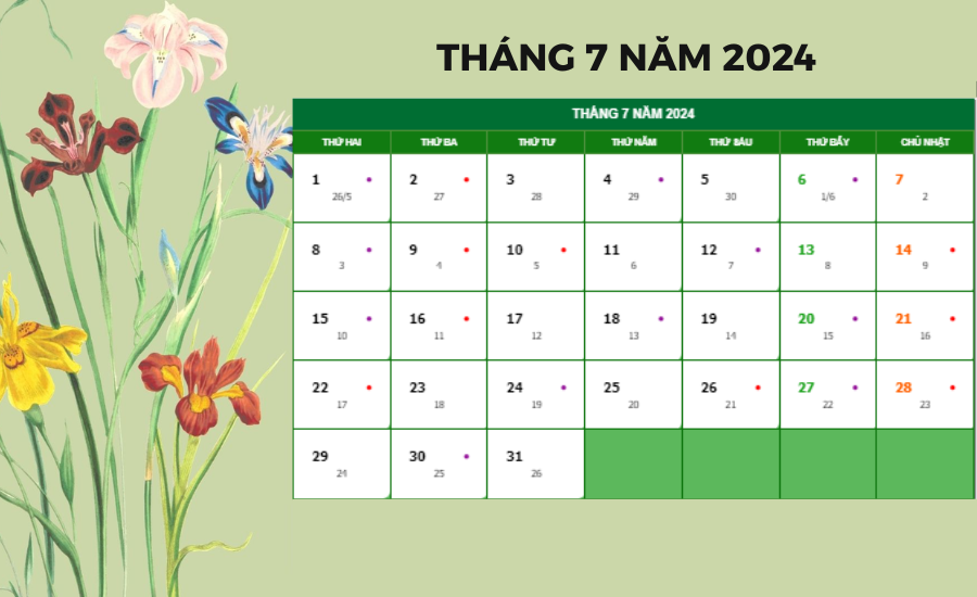 Tháng 7/2024, có những ngày lễ, sự kiện nổi bật nào?