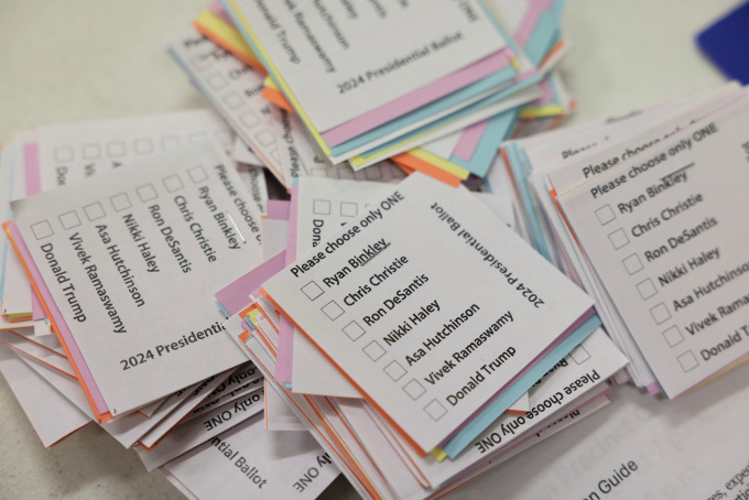 Ballots at the caucus in Mineola, Iowa, USA on January 15. Photo: Reuters