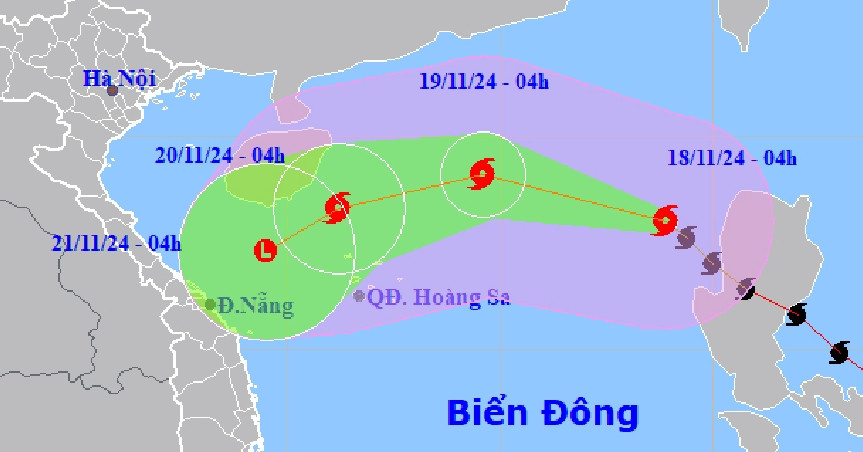 Bão số 9 vào Biển Đông, gặp không khí lạnh suy yếu trên biển Trung Trung Bộ