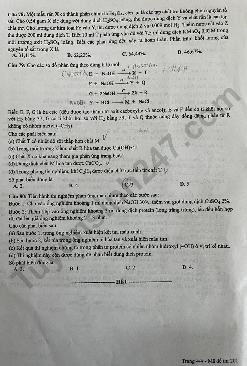 Cập nhật đề thi vật lý, hóa học, sinh học kỳ thi tốt nghiệp THPT - 4