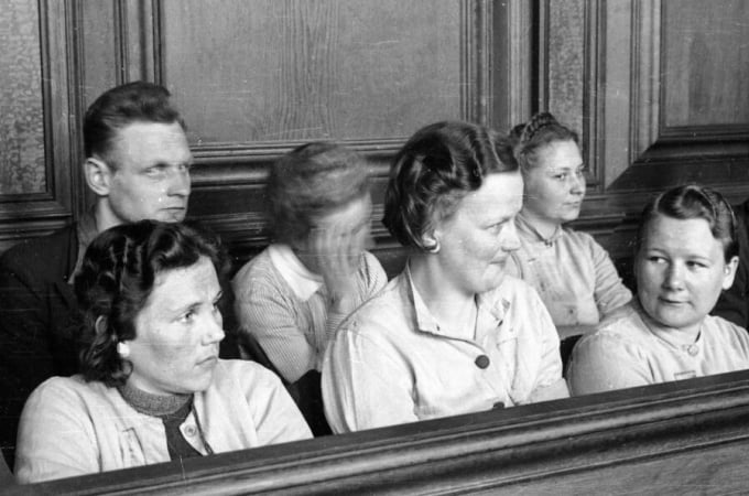 Jenny-Wanda Barkmann (far right in back row) at the court hearing. Photo: ATI