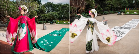 Impressive lotus ao dai by designer Thach Linh photo 2