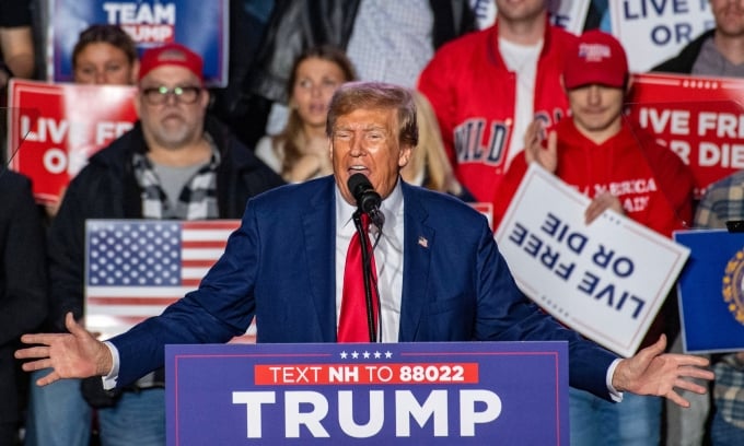 Former US President Trump at a campaign rally in New Hampshire on December 16. Photo: AFP