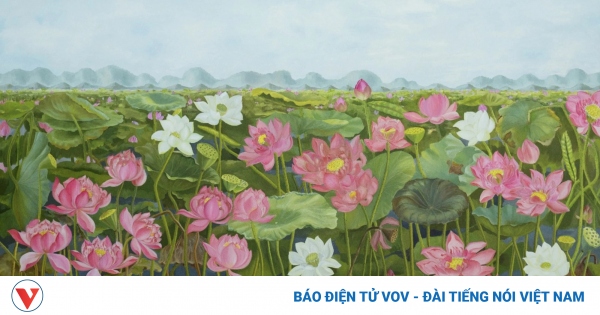 Admirez la peinture de lotus « en forme de million » au Festival du Lotus de Hanoi 2024