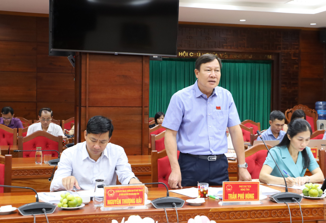 Vice Chairman of the Provincial People's Council, Head of the Supervisory Delegation Tran Phu Hung delivered a concluding speech at the working session.