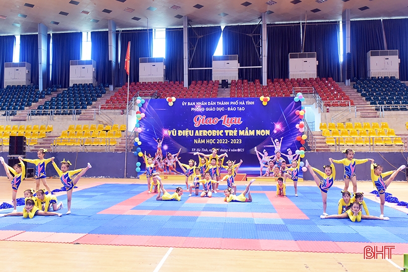 Ha Tinh preschool children are adorable in aerobic dance