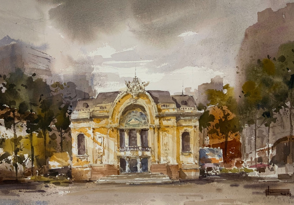 chiem nguong canh vat qua tranh mau nuoc cua hoa si ho hung hinh 2