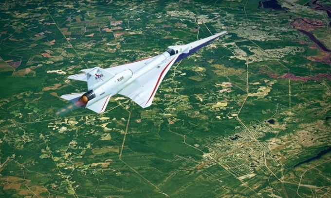 Simulation du vol du X-59 au-dessus de la terre. Photo : NASA