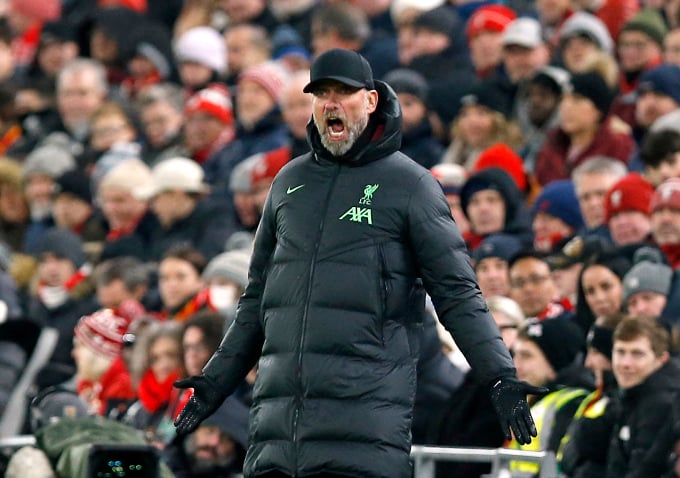 HLV Klopp phấn khích trong trận Liverpool thắng LASK Linz 4-0 ở lượt năm bảng E Europa League trên sân Anfield ngày 30/11. Ảnh: Reuters