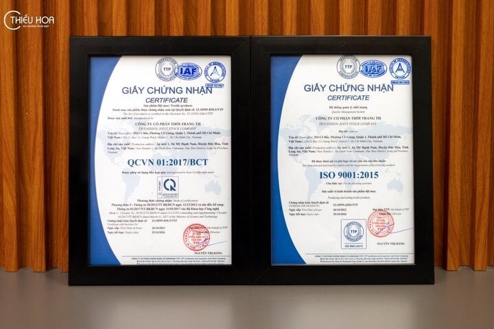 Thieu Hoa's ISO 9001:2015 certificate.