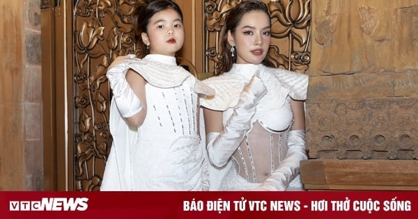 Child model Thanh Nhu shows off her charisma next to Miss Le Hoang Phuong