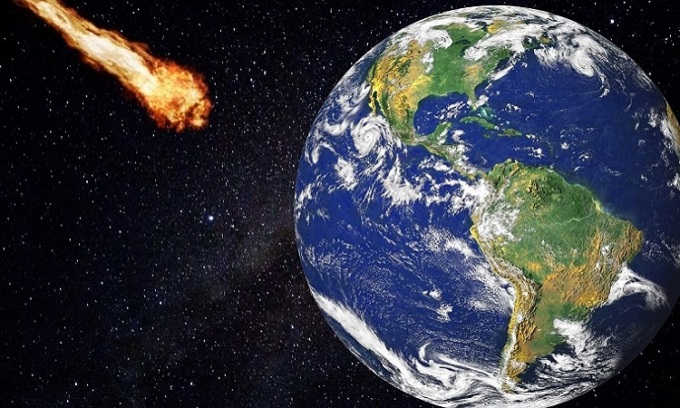 Simulación de un asteroide sobrevolando la Tierra. Foto: 2023 CL3