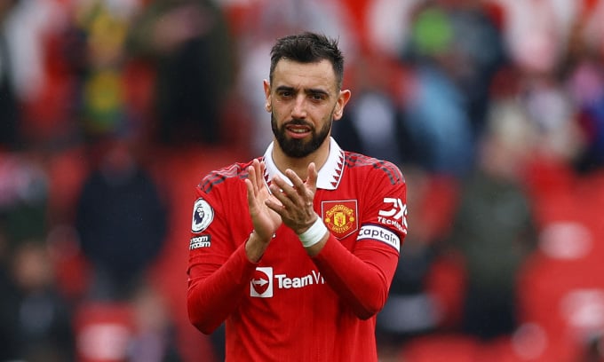 Midfielder Bruno Fernandes after the Man Utd vs Aston Villa match in the Premier League on April 30, 2023. Photo: Reuters