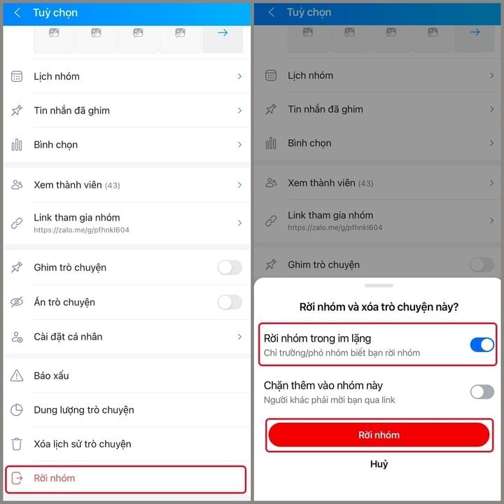 Instructions on how to leave a Zalo group without anyone knowing - 2