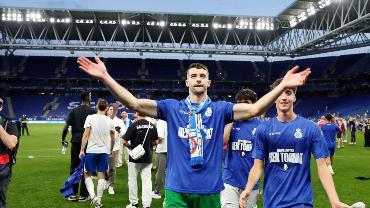 Joan García jugó un papel importante para ayudar al Espanyol a conseguir el ascenso para jugar en La Liga la próxima temporada. Foto: Club Espanyol