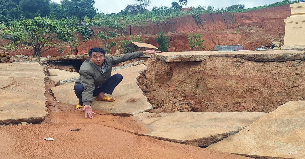 Nhiều điểm sạt lở, sụt lún tại khu vực thi công hồ thủy lợi ở Lâm Đồng