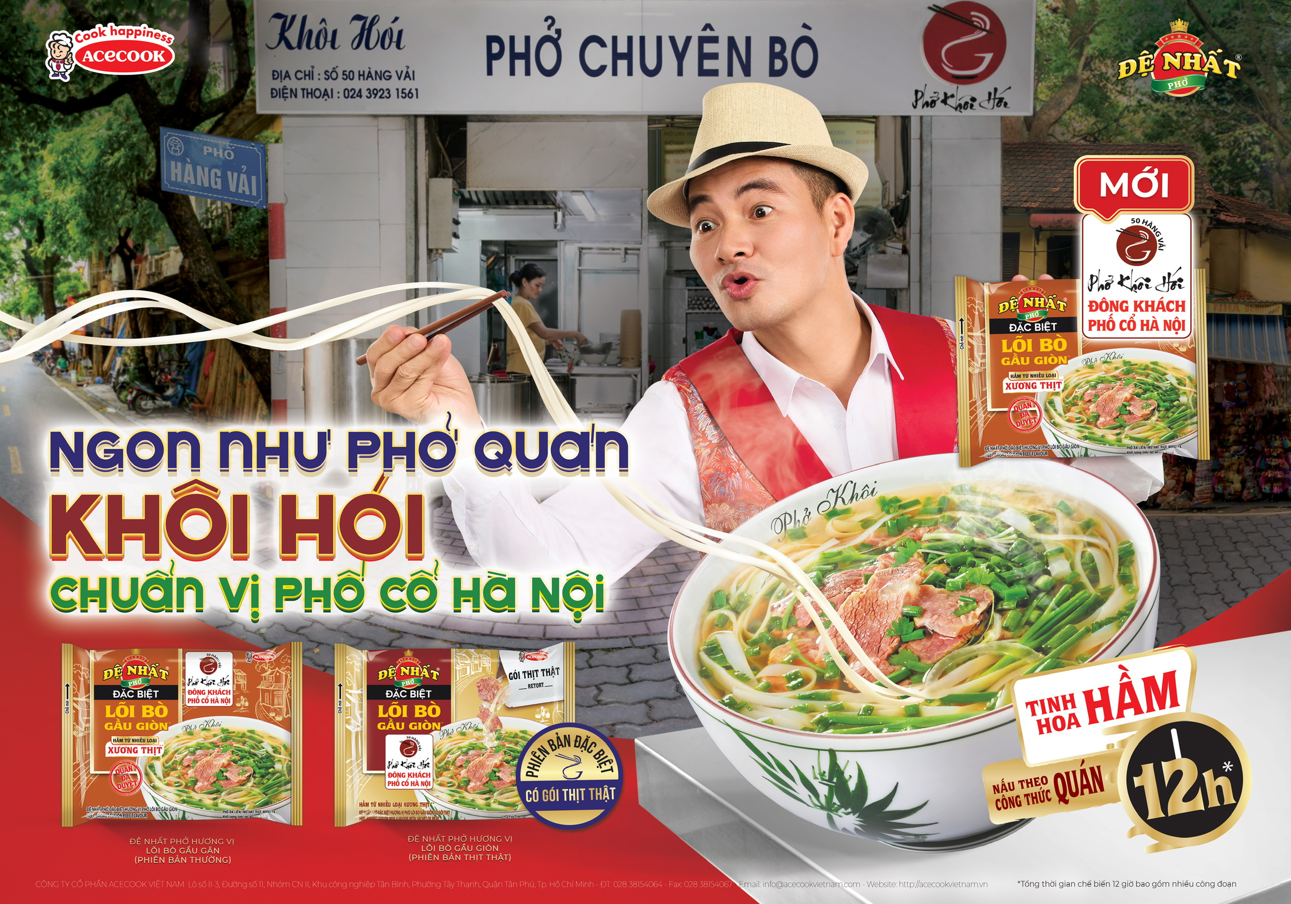 Acecook Việt Nam kết hợp cùng Phở Khôi Hói nức tiếng Hà Thành, mang Phở Đệ Nhất hương vị phở lõi bò gầu giòn trứ danh đến mọi nhà- Ảnh 1.