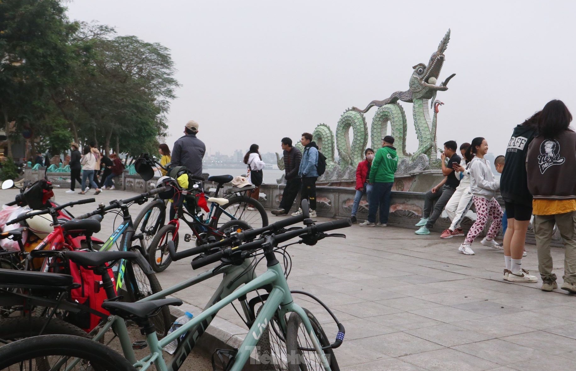 Nắng lên, dịch vụ cho thuê xe đạp ở hồ Tây sôi động, thu tiền triệu mỗi ngày ảnh 8
