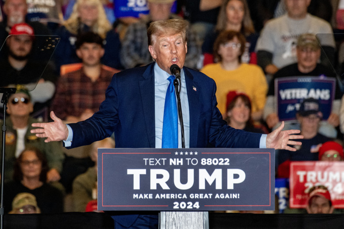 Cựu tổng thống Mỹ Donald Trump tại sự kiện vận động ở Claremont, bang New Hampshire ngày 11/11. Ảnh: AFP