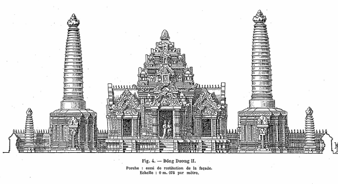 The main gate of Dong Duong Buddhist Monastery will be restored based on the drawings of French scientist H. Parmentier. Photo: Quang Nam Monuments and Landscapes Management Board