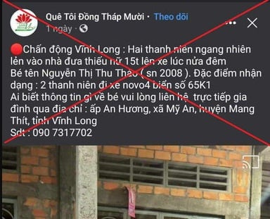 Xử phạt người đưa thông tin sai sự thật về việc một thiếu nữ bị mặt bắt cóc