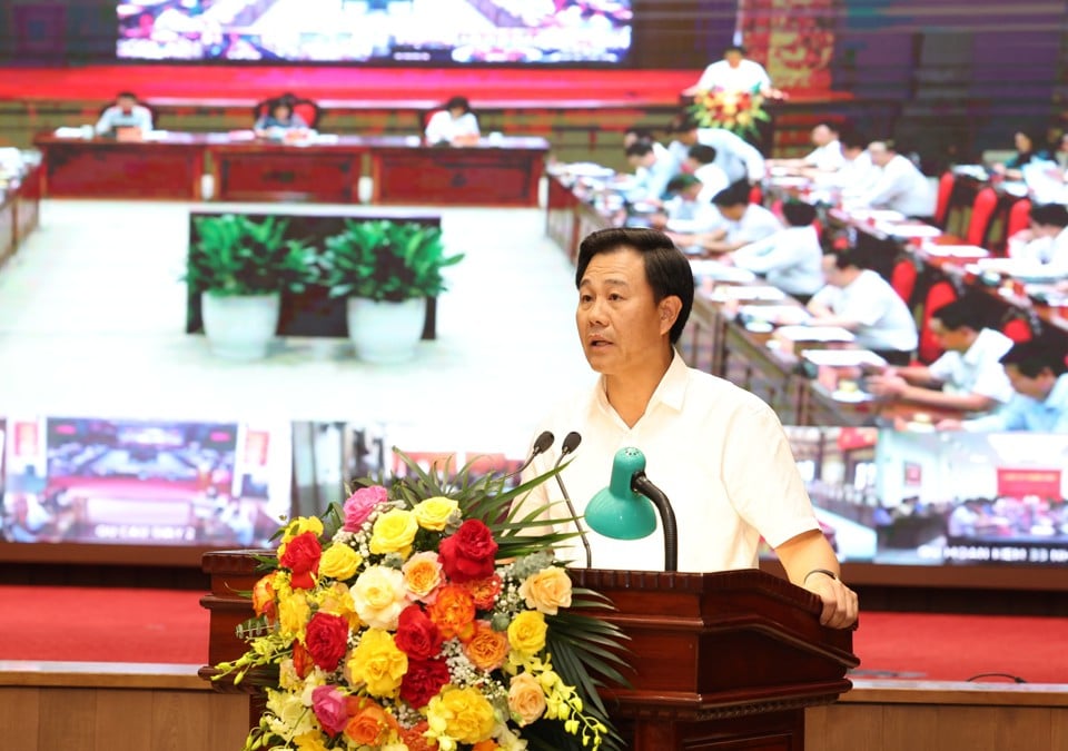 El Director del Departamento de Agricultura y Desarrollo Rural, Nguyen Xuan Dai, presentó un informe en la conferencia.