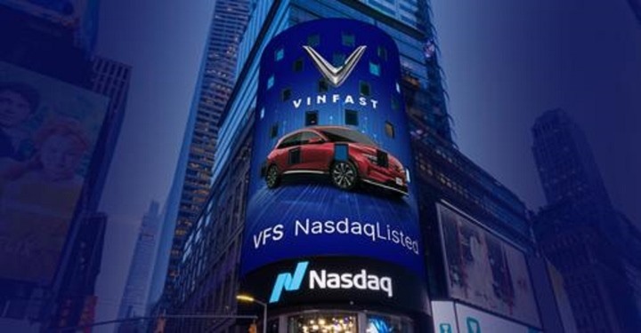 VinFast's listing on the US stock exchange took place in the US at 8:30 p.m. today (Vietnam time). Screenshot