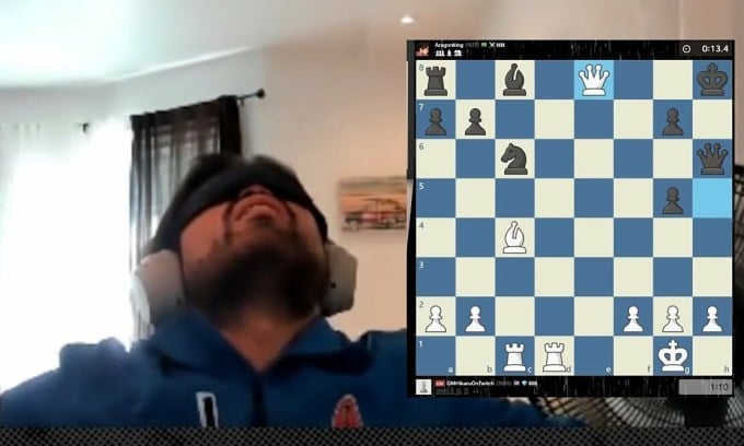 Hikaru Nakamura in einer Online-Blindschachpartie im Jahr 2023. Foto: Screenshot