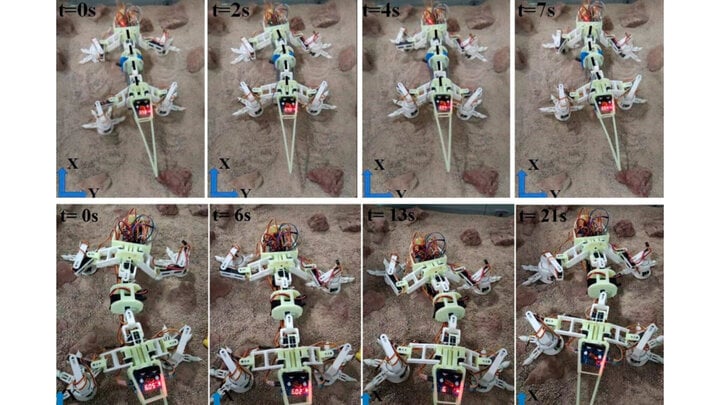 Les premiers tests ont confirmé l'aptitude du robot lézard à s'adapter à des terrains simulés de type martien, notamment des sols granulaires et des surfaces rocheuses. (Photo : NUAA)
